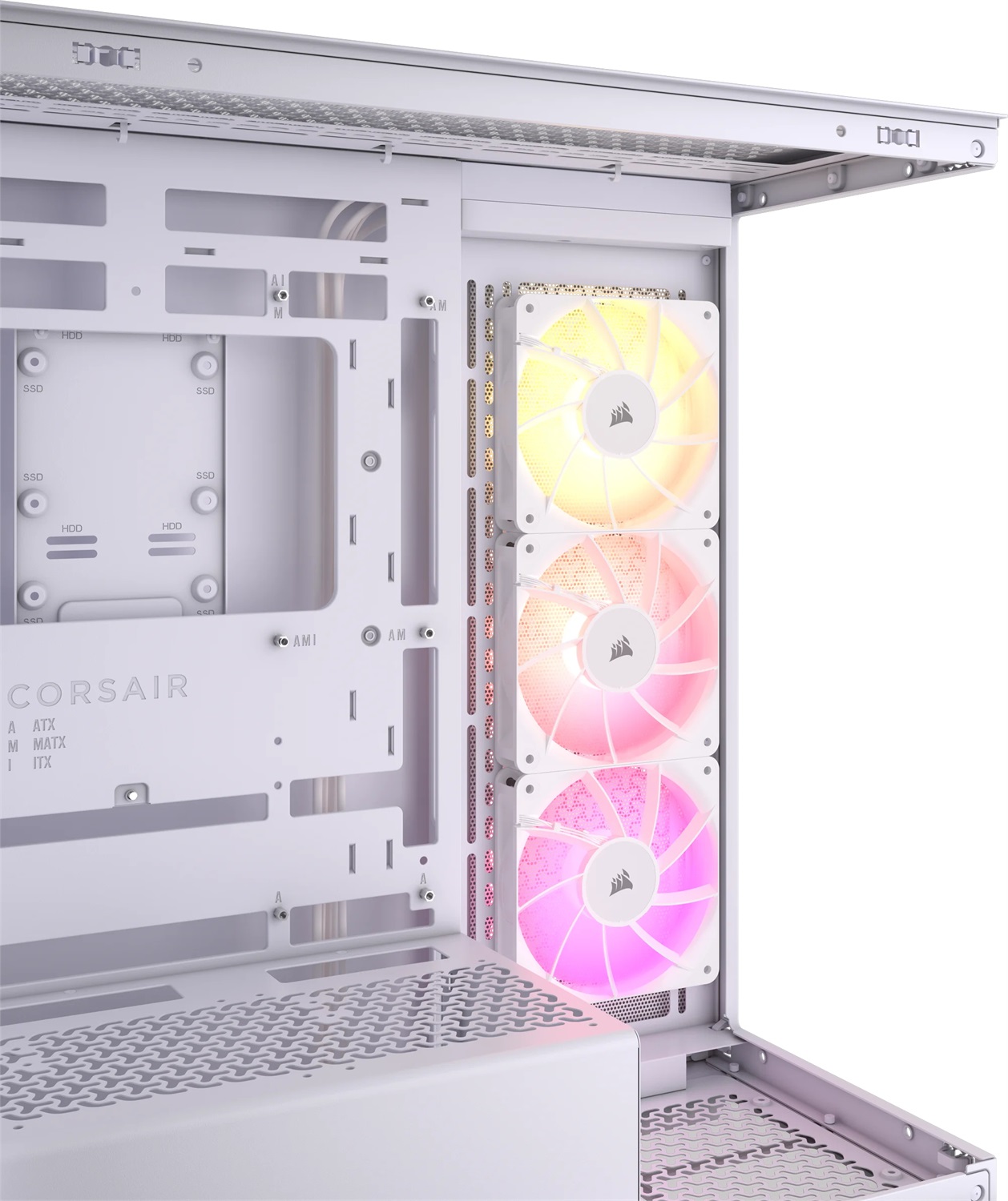 Corsair 3500X ARGB Mid-Tower ATX Case Bianco - Vetro Panoramico Temperato, 3x Ventole CORSAIR RS120 ARGB Incluse, Compatibile con Schede Madri Mini-ITX fino a EATX