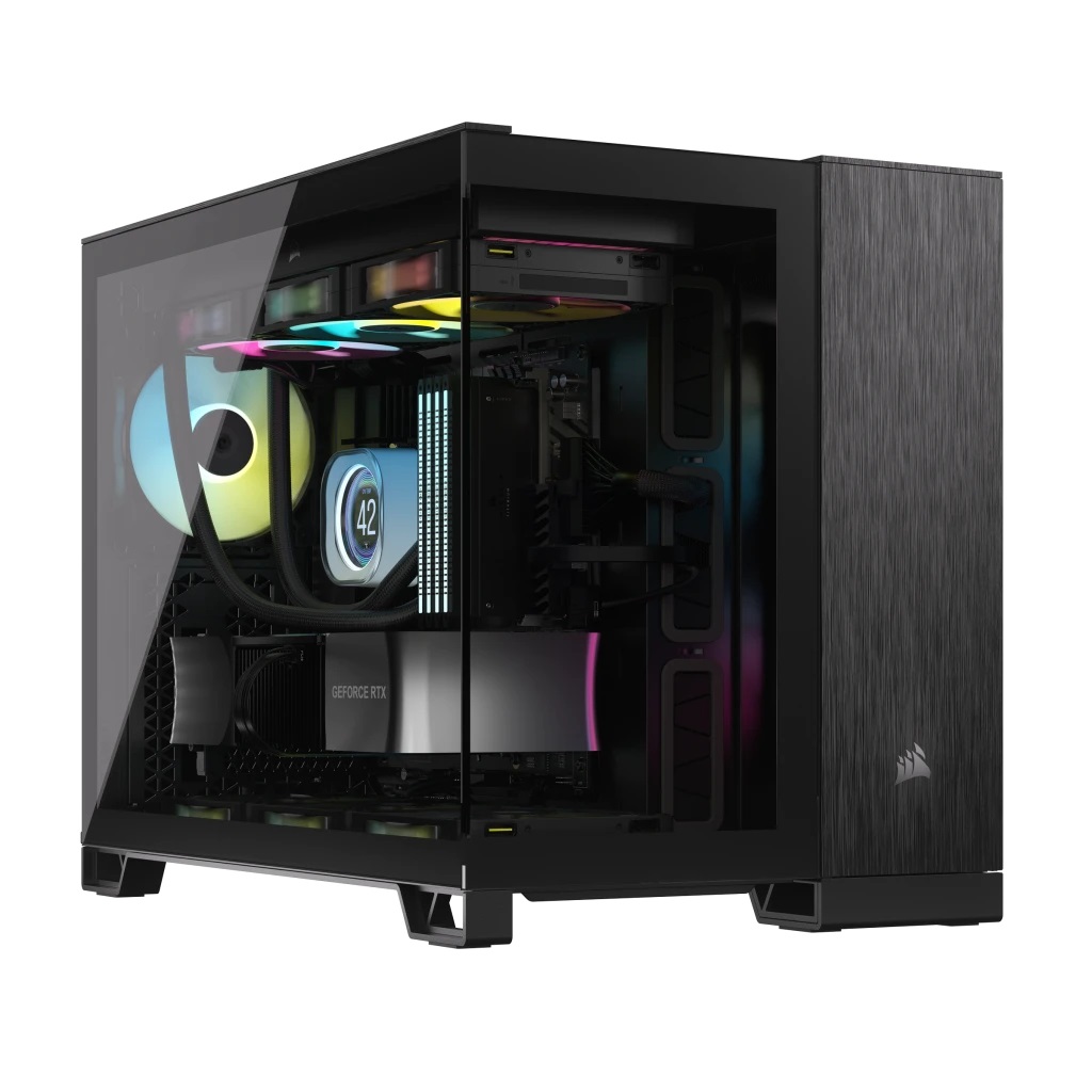 Corsair CC-9011287-WW Midi Tower Case in Alluminio e Vetro Temperato - Compatibile con Schede Madri ATX e mATX - Design a Doppia Camera - Nero
