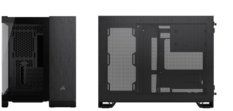 Corsair CC-9011287-WW Midi Tower Case in Alluminio e Vetro Temperato - Compatibile con Schede Madri ATX e mATX - Design a Doppia Camera - Nero