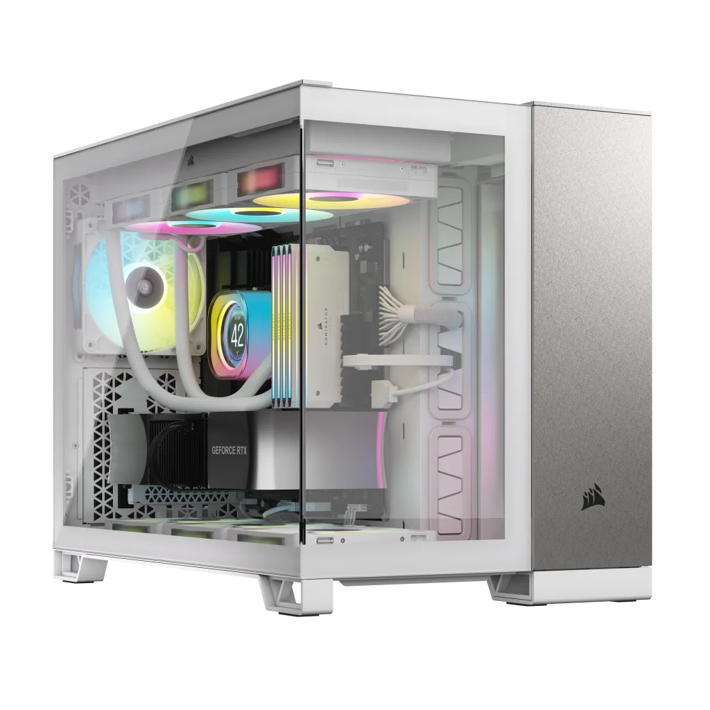 Corsair 2500X Midi Tower Case PC Grigio/Bianco - Acciaio, Vetro Temperato, Doppia Camera, Compatibile MicroATX