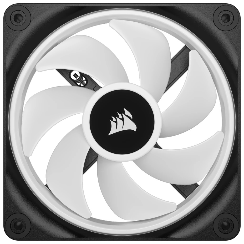 Corsair CO-9051001-WW Ventilatore 12 cm PWM RGB - Nero e Bianco, 480-2400 Giri/min, Flusso d'aria 63,1 pdc/min