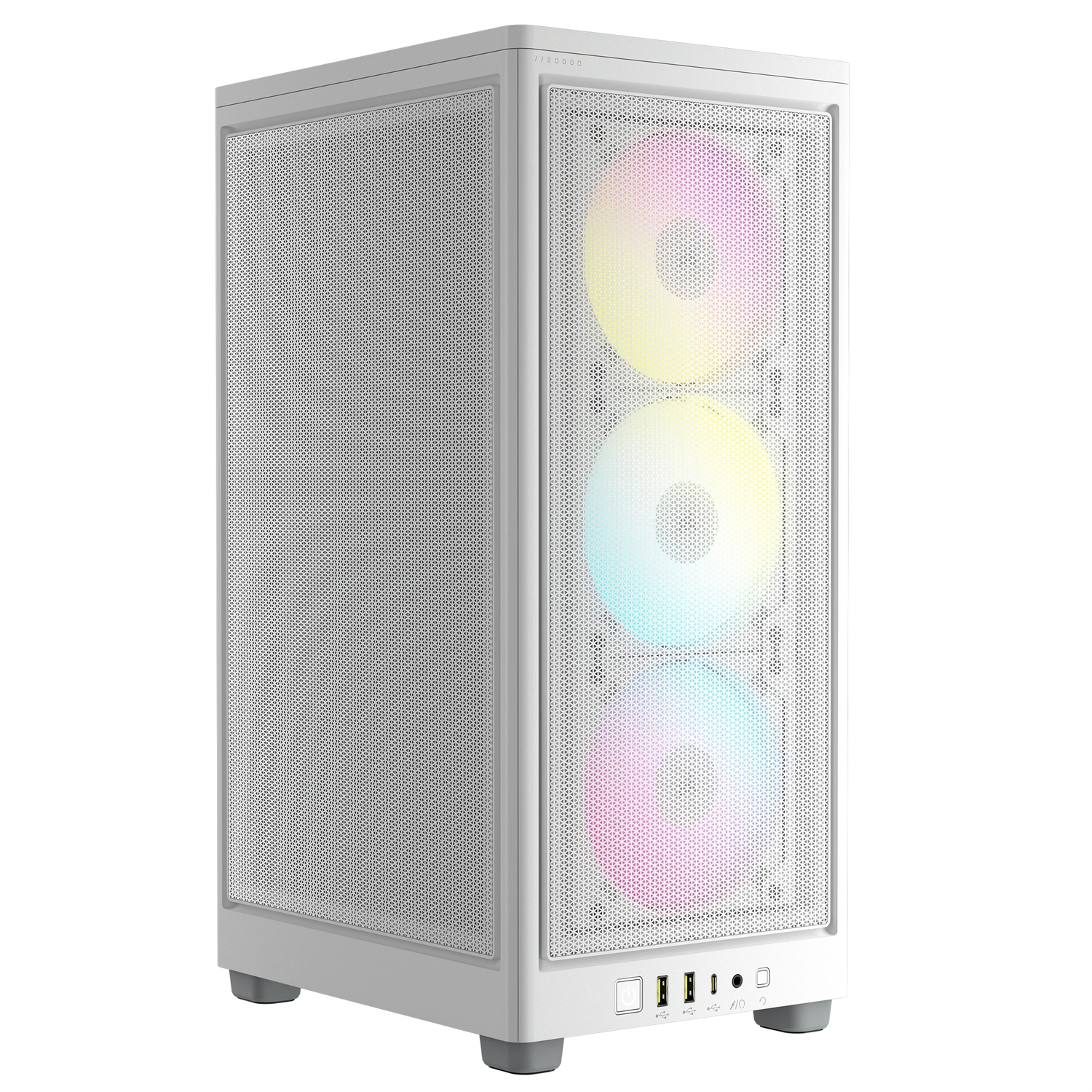 Corsair iCUE 2000D RGB Airflow Mini-ITX Case - Bianco, 3 Ventole AF120 RGB, Pannelli in Rete e Vetro Temperato