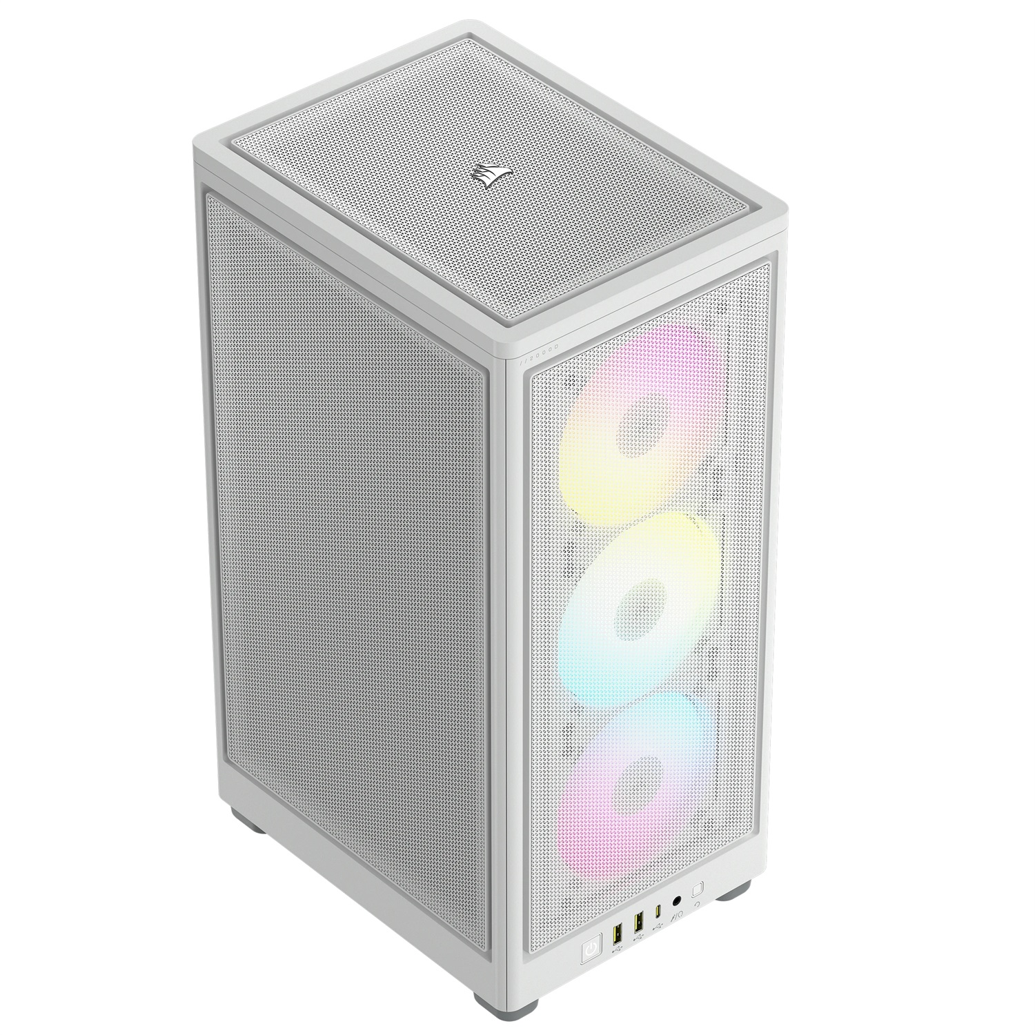 Corsair iCUE 2000D RGB Airflow Mini-ITX Case - Bianco, 3 Ventole AF120 RGB, Pannelli in Rete e Vetro Temperato