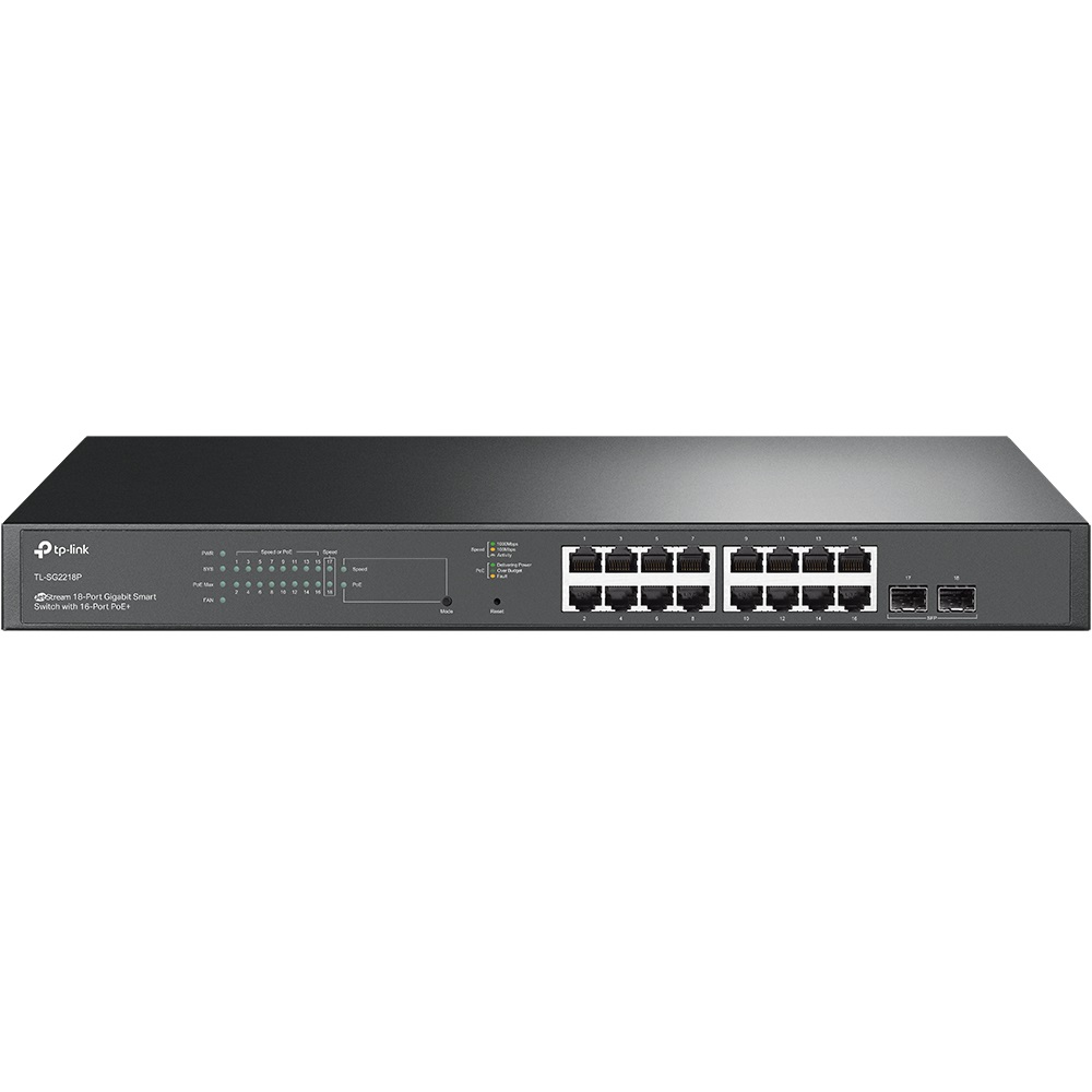 TP-Link TL-SG2218P Switch di Rete Gigabit L2/L2 con 16 Porte RJ-45 e Supporto PoE, Montaggio Rack 1U