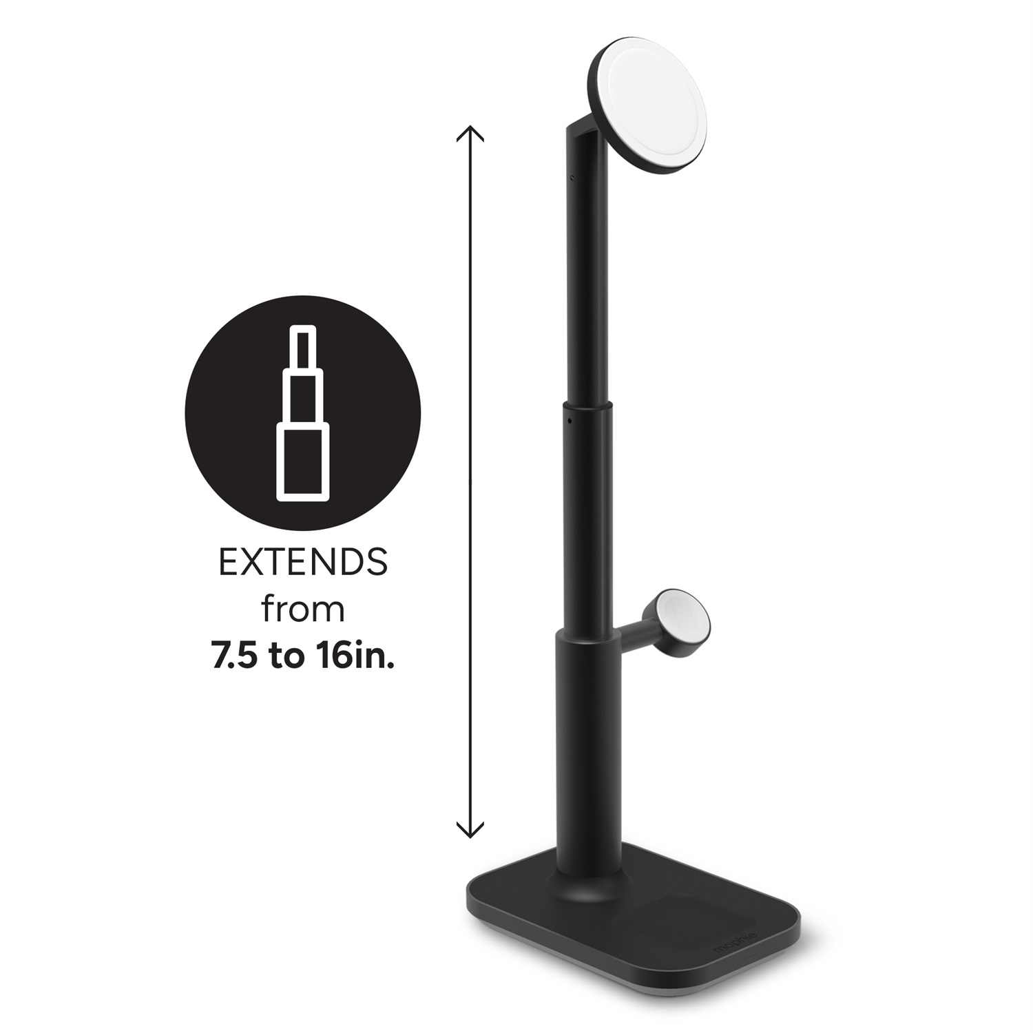 mophie 401311461 Caricabatterie Wireless Nero per Smartphone, Orologio Intelligente, Cuffie e Auricolari - Ricarica Rapida e USB