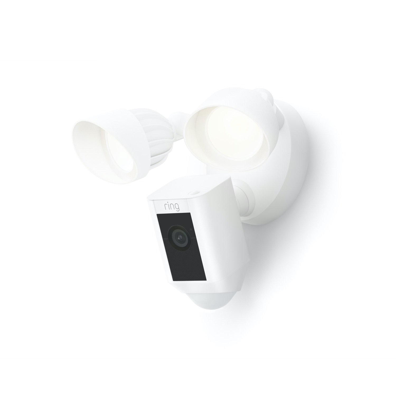 RING Floodlight Cam Wired Plus - Telecamera di sorveglianza per esterno, resistente alle intemperie, visione giorno e notte, risoluzione 1080p, audio bidirezionale, wireless, Wi-Fi