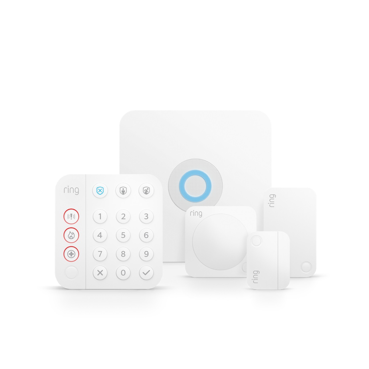 Ring Alarm Pack S - Sistema di protezione domestica intelligente, 5 pezzi, 2nd Generation, Wi-Fi 5, compatibile con Alexa, senza fili e cablato, colore bianco