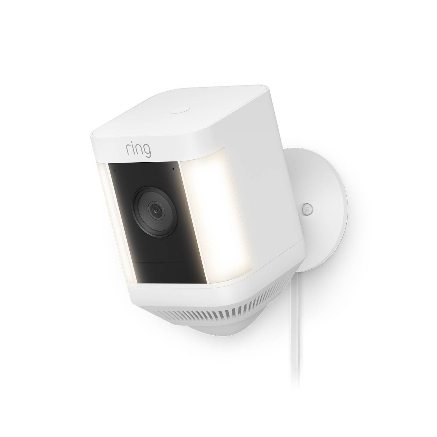Ring Spotlight Cam Plus Plug-In - Telecamera di sorveglianza Wi-Fi per esterno, 1080p, audio, resistente agli agenti atmosferici, colore giorno e notte