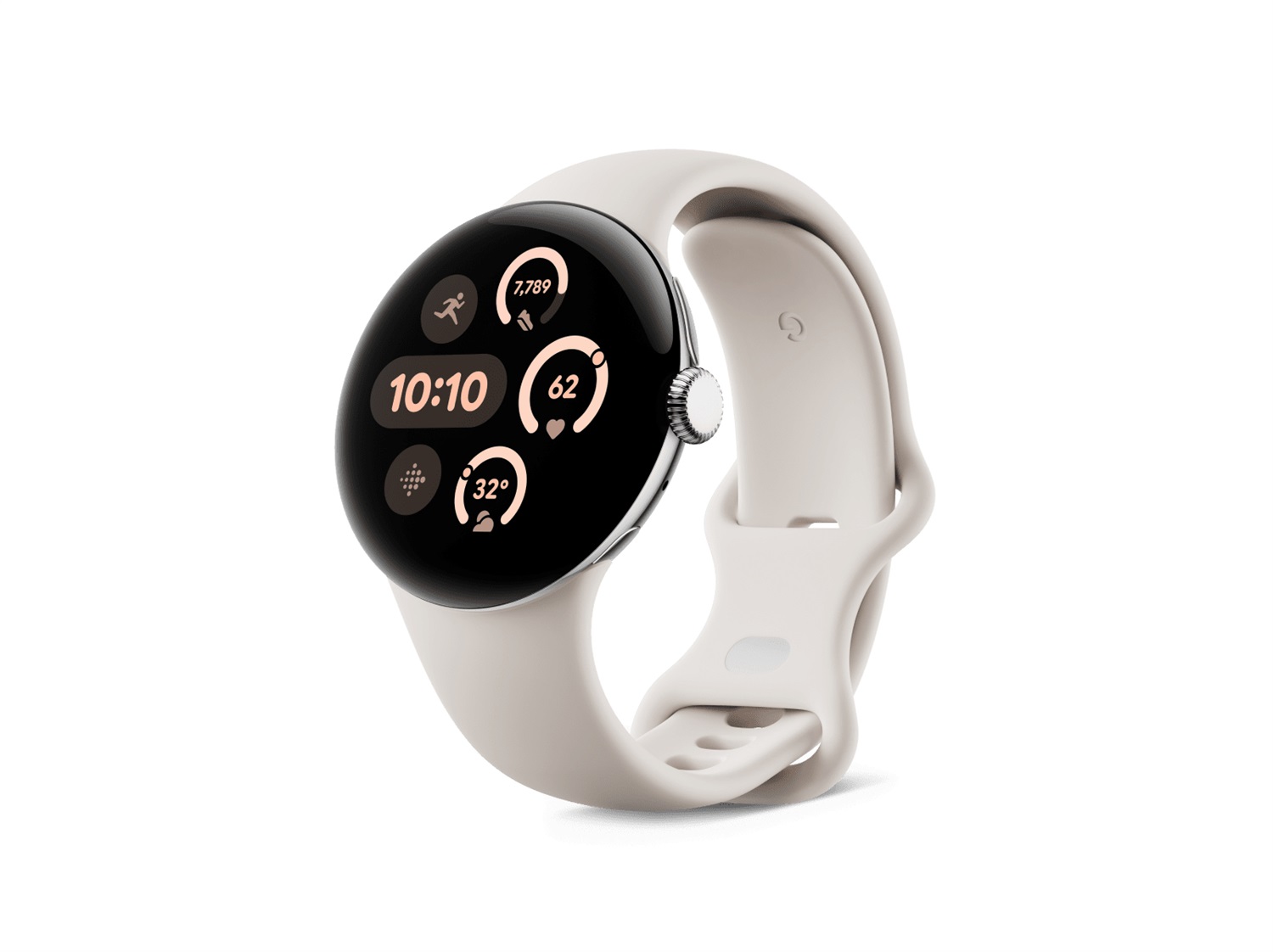 Google Pixel Watch 3 - Smartwatch AMOLED 41 mm Argento Lucido con Cinturino Grigio Creta, Wi-Fi e GPS