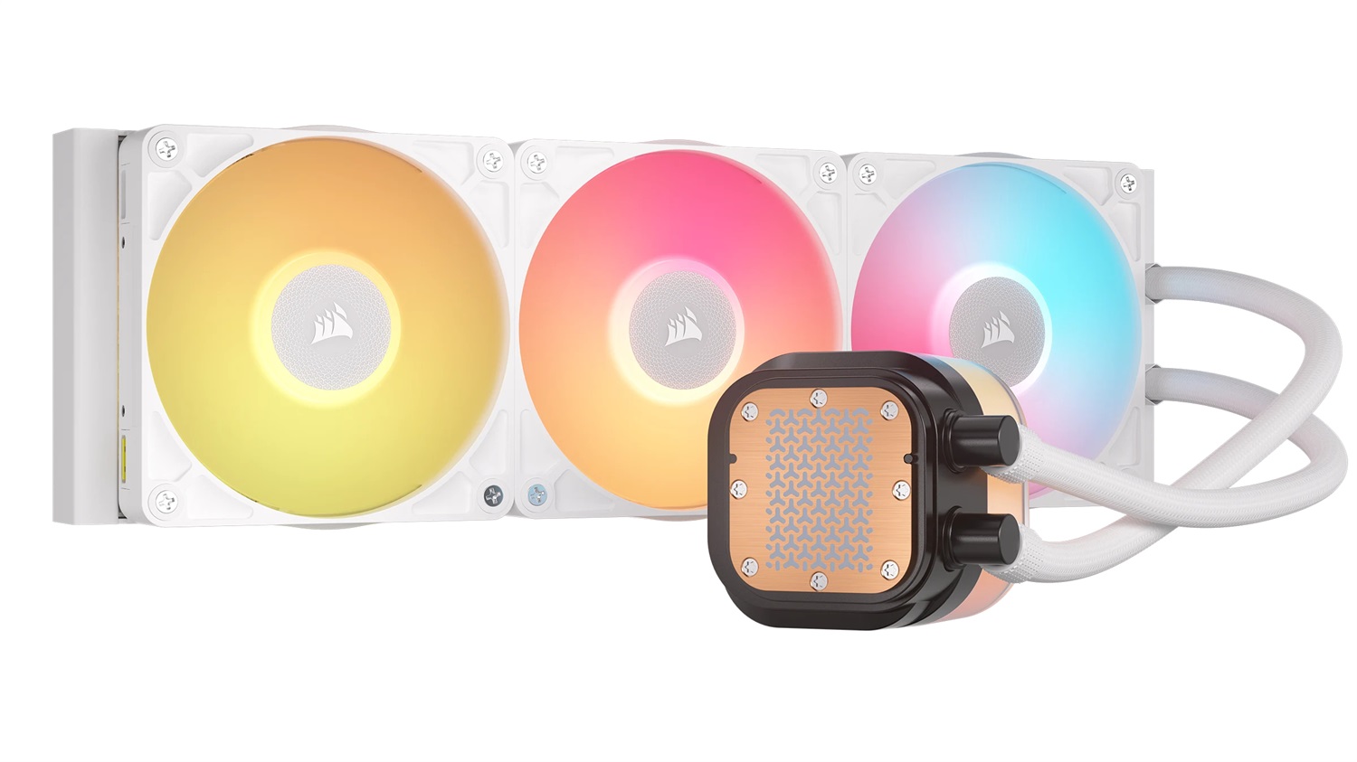 CORSAIR iCUE LINK TITAN 360 RX LCD Raffreddatore a Liquido 12 cm RGB Bianco con 3 Ventole RX120 e Hub Incluso