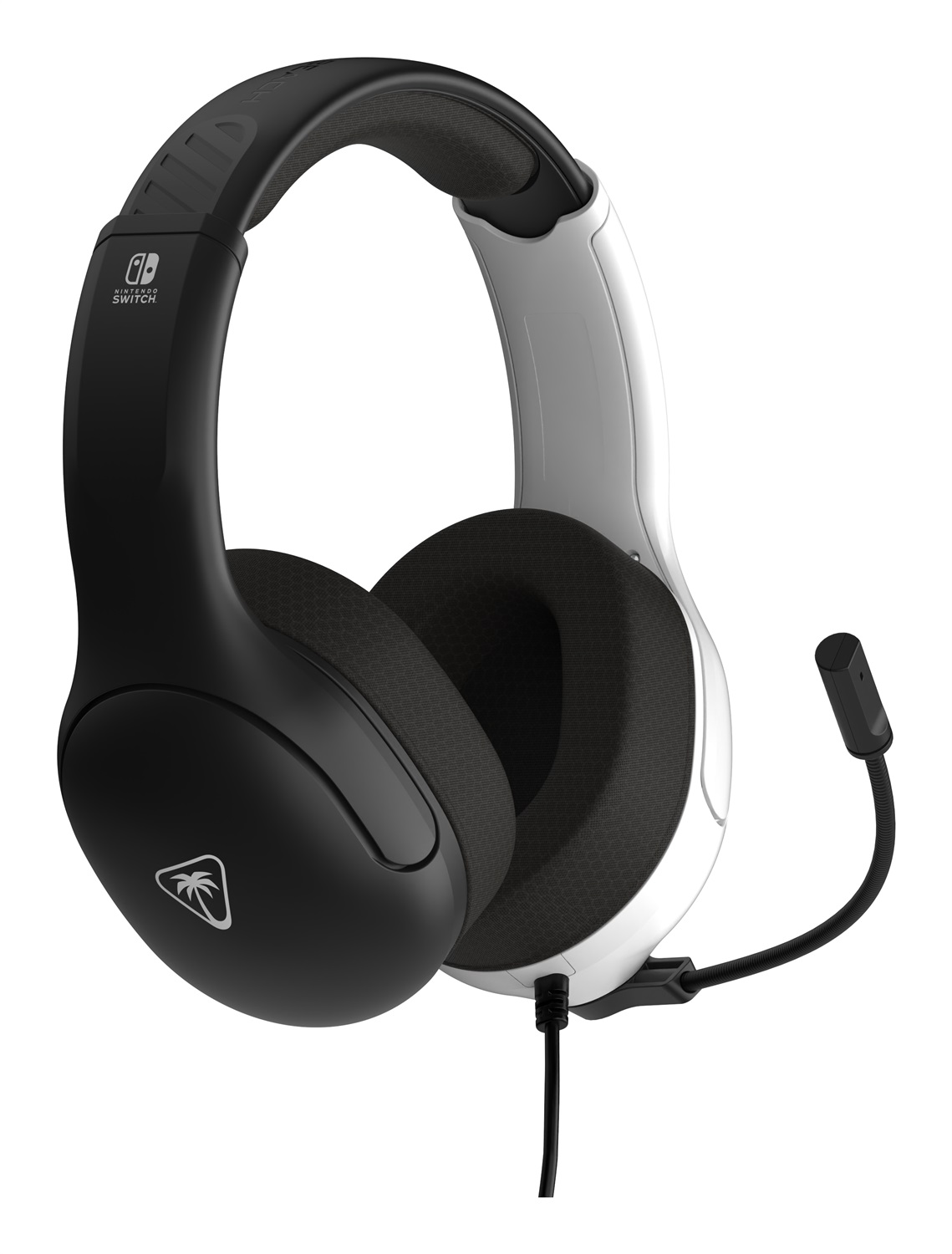 Turtle Beach Airlite Fit Nero e Bianco Cuffie da gioco cablate con licenza ufficiale per tutti i Nintendo Switch - Microfono flip-and-mute, padiglioni auricolari dal comfort superiore