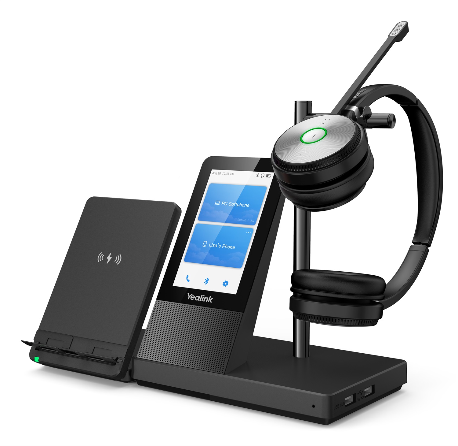 Yealink WH66 Dual UC Auricolare Wireless Stereo A Padiglione per Ufficio con Bluetooth e Base di Ricarica, Nero