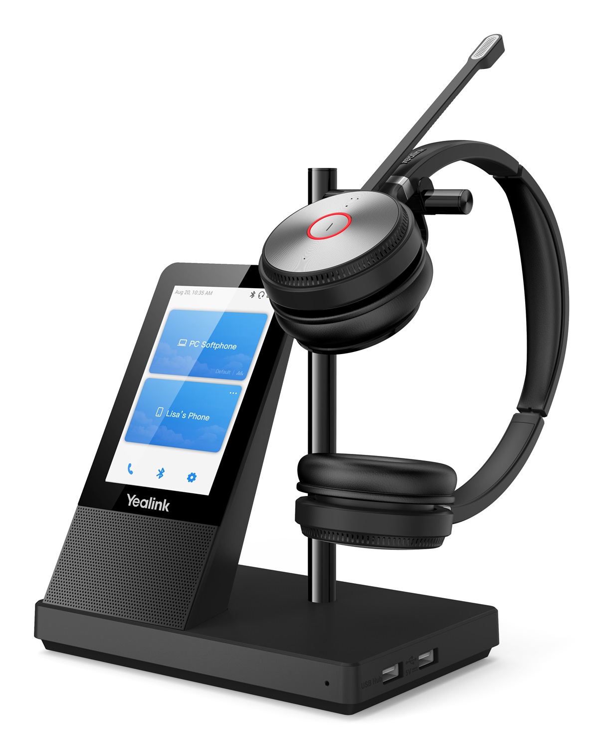 Yealink WH66 Dual UC Auricolare Wireless Stereo A Padiglione per Ufficio con Bluetooth e Base di Ricarica, Nero