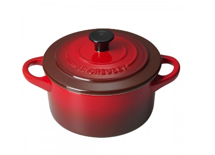 Le Creuset Mini Cocotte Rotonda in Gres Vetrificato 10 cm Ciliegia - Capacità 0,25 L, con Coperchio
