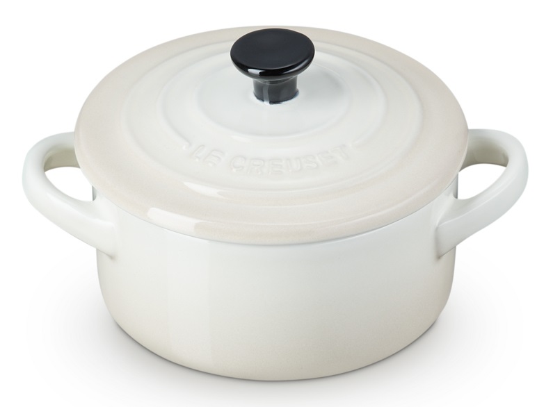 Le Creuset Mini Cocotte Rotonda in Gres Vetrificato 10 cm Bianco (Meringue) - 250 ml