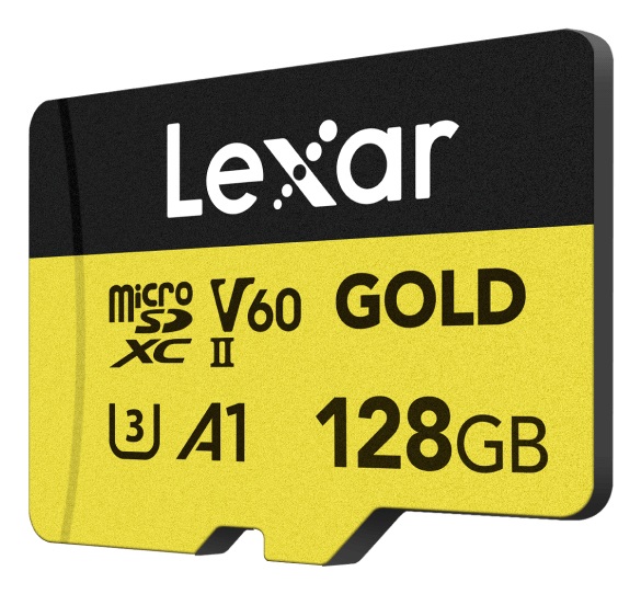 Lexar Professional GOLD 128 GB MicroSDXC UHS-II V60 U3 A1 - Velocità di lettura fino a 280 MB/s, ideale per video 4K e foto RAW