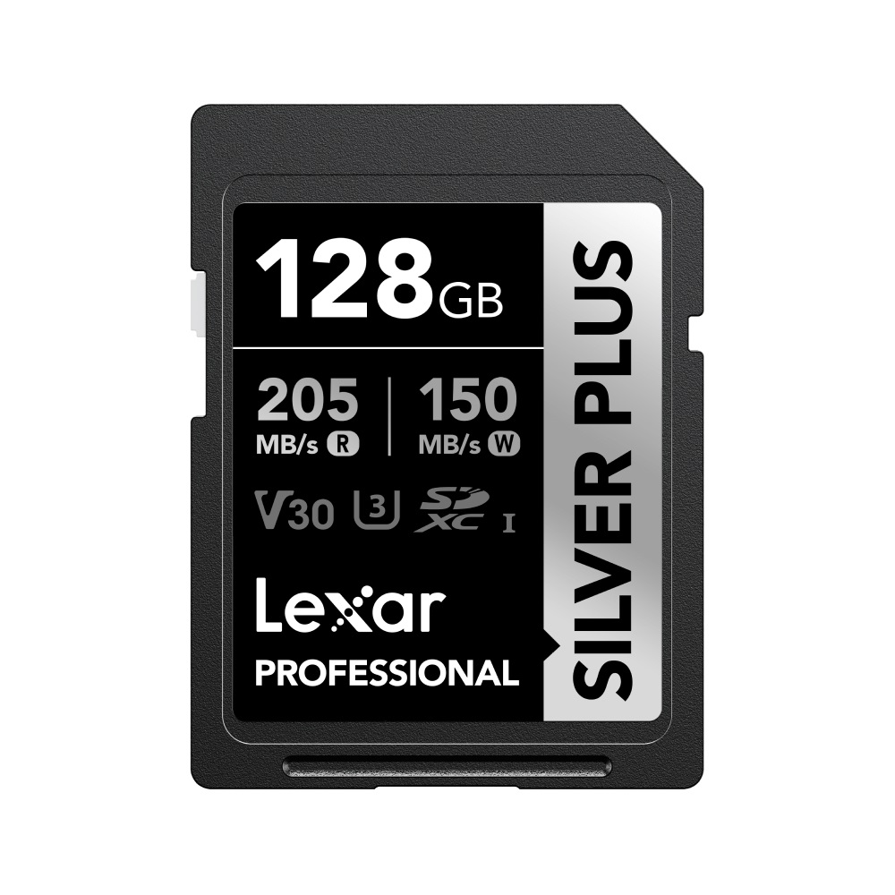 Lexar Professional Silver Plus 128 GB SDXC UHS-I V30 U3 - Velocità di lettura fino a 205 MB/s, scrittura fino a 150 MB/s, supporta video 4K
