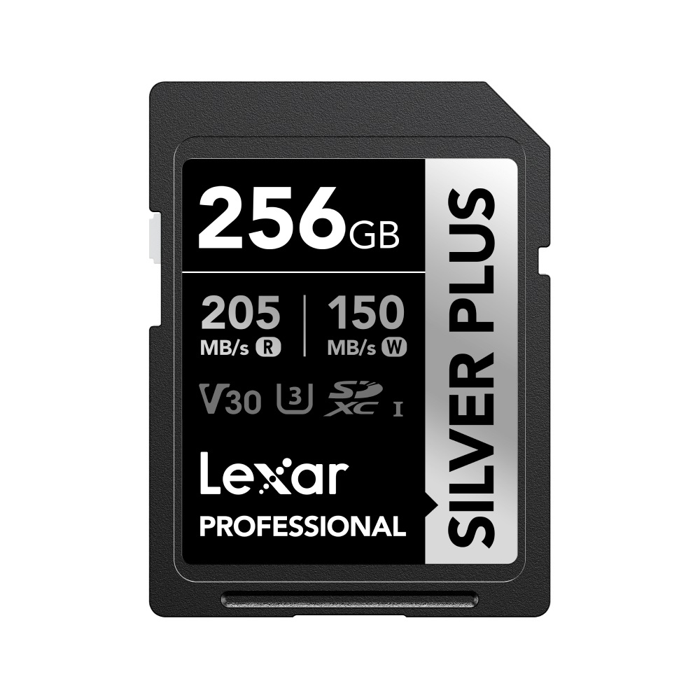 Lexar 256GB Professional SILVER Plus SDXC UHS-I V30 - Velocità di scrittura 150 MB/s, ideale per foto e video 4K