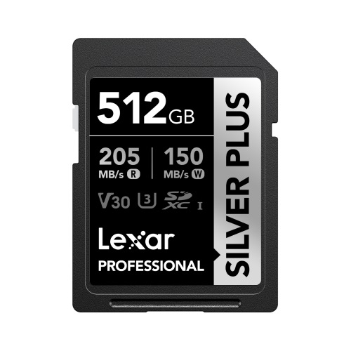 Lexar Professional SILVER PLUS 512GB SDXC UHS-I V30 - Velocità fino a 205MB/s, supporto FULL-HD e 4K