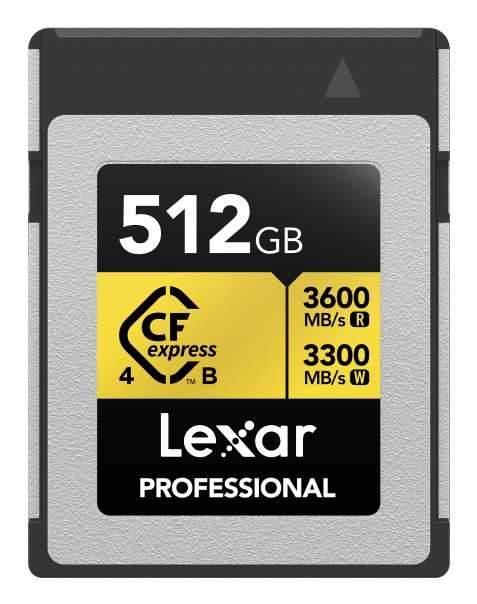 Lexar Professional GOLD CFexpress 4.0 Type B 512 GB - Velocità di lettura 3600 MB/s, scrittura 3300 MB/s, ideale per video 8K raw