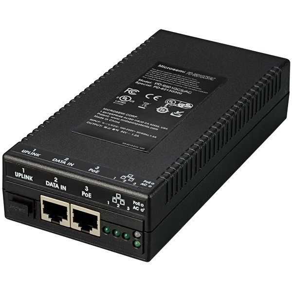 Microchip Technology PD-9501GCS/AC-EU Adattatore PoE e Iniettore Gigabit Ethernet 54 V - 1 Porta 60W IEEE 802.3BT Type-3