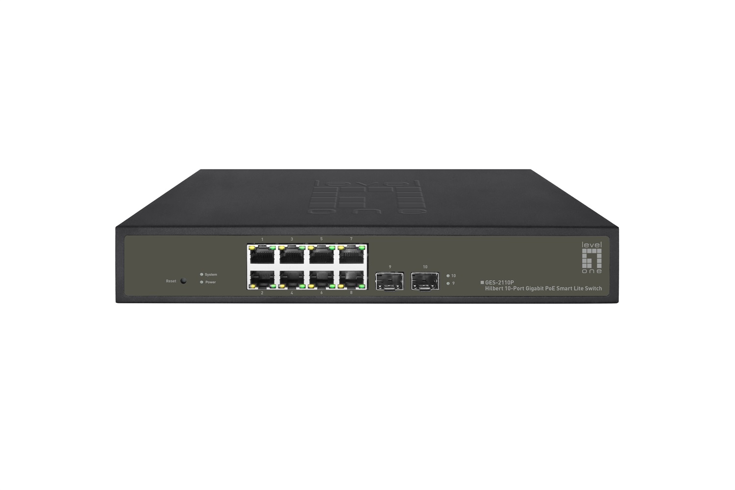 LevelOne GES-2110P Switch di Rete Gestito L2 Gigabit Ethernet 8 Porte PoE 2 SFP, Supporto 802.3at/af, Nero