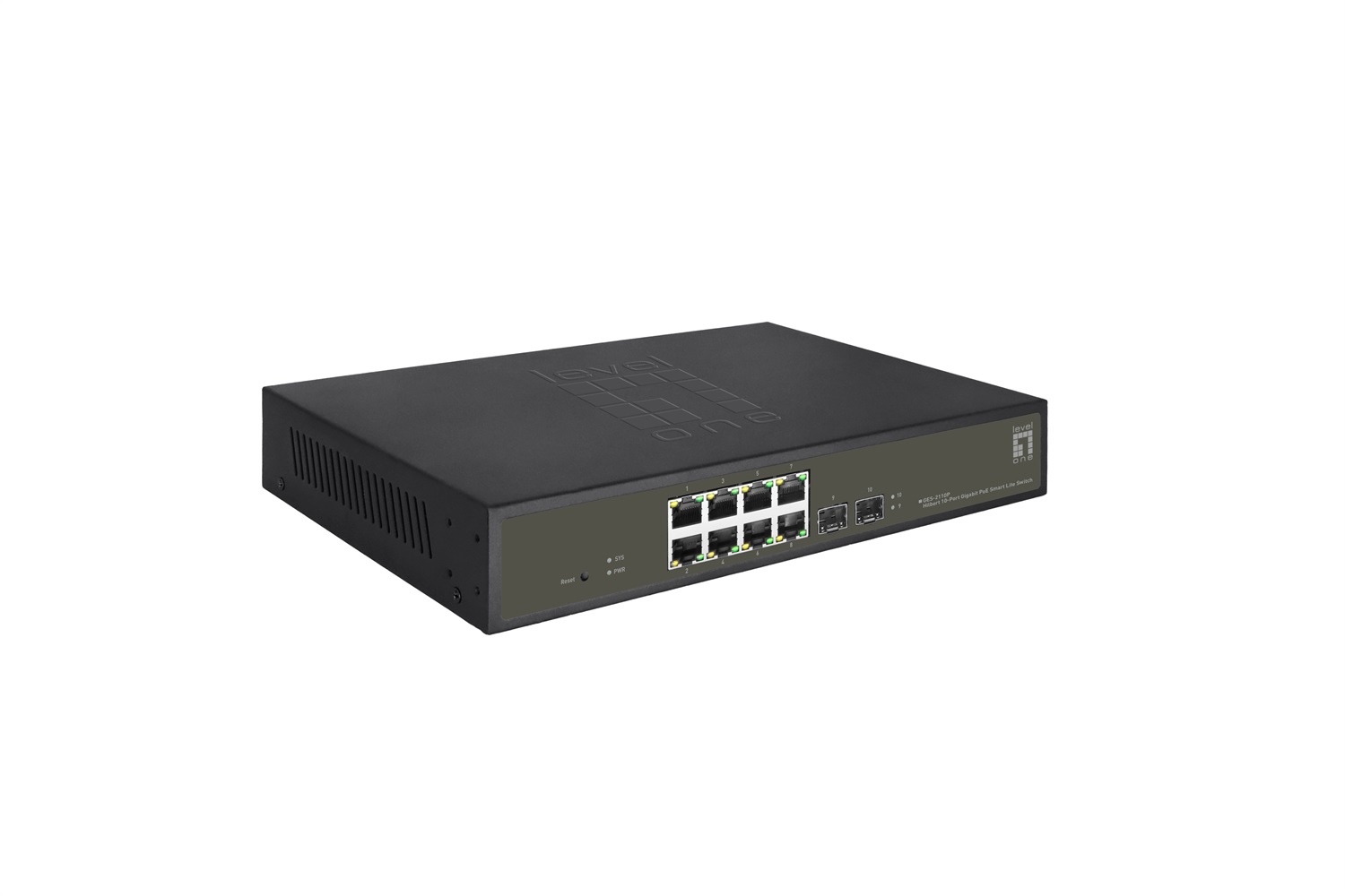 LevelOne GES-2110P Switch di Rete Gestito L2 Gigabit Ethernet 8 Porte PoE 2 SFP, Supporto 802.3at/af, Nero