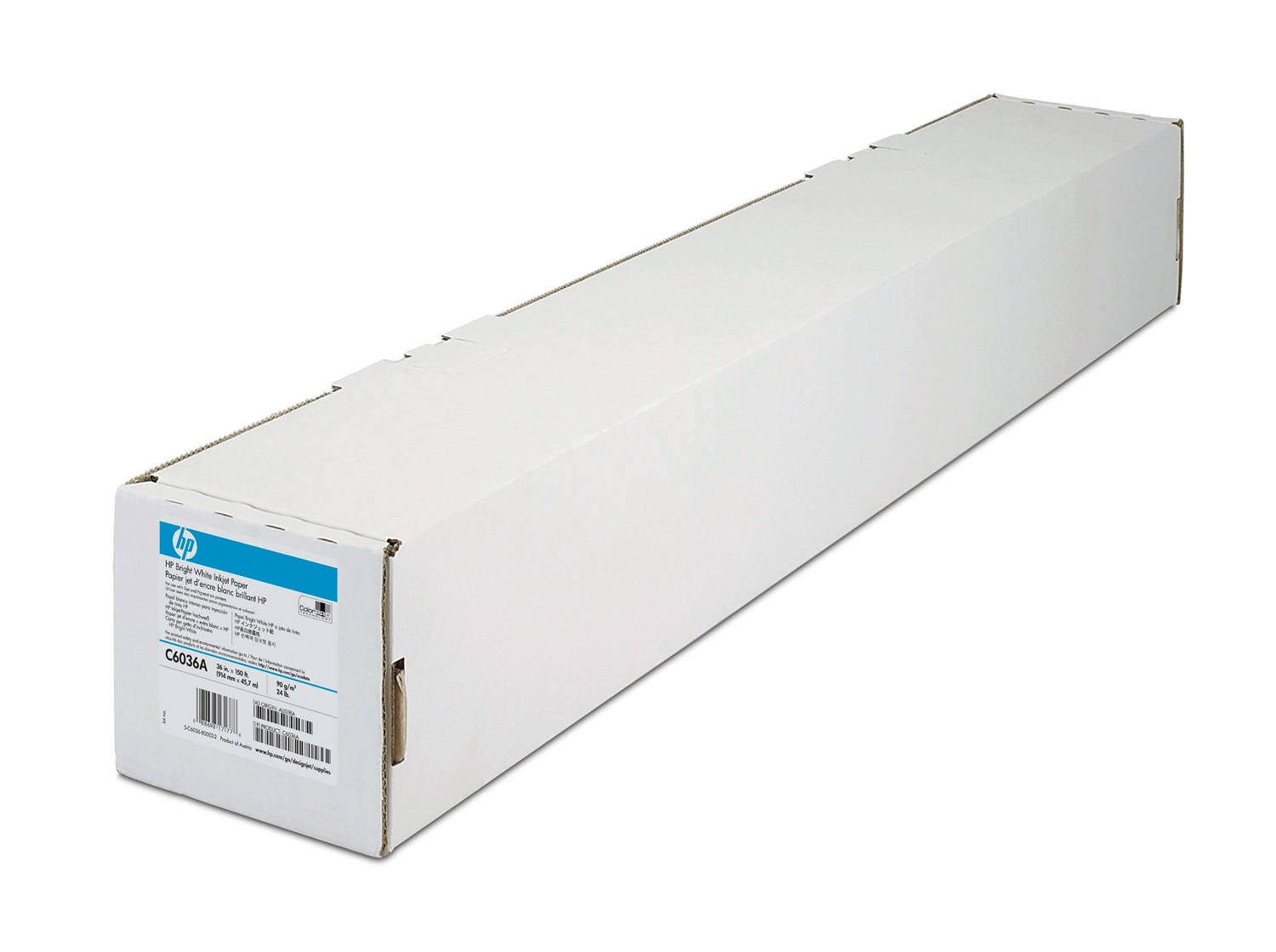 HP C6036A Bright White - Carta per getto d'inchiostro Opaco Bianco, 914 mm x 45,7 m, 90 g/m², compatibile con stampanti DesignJet