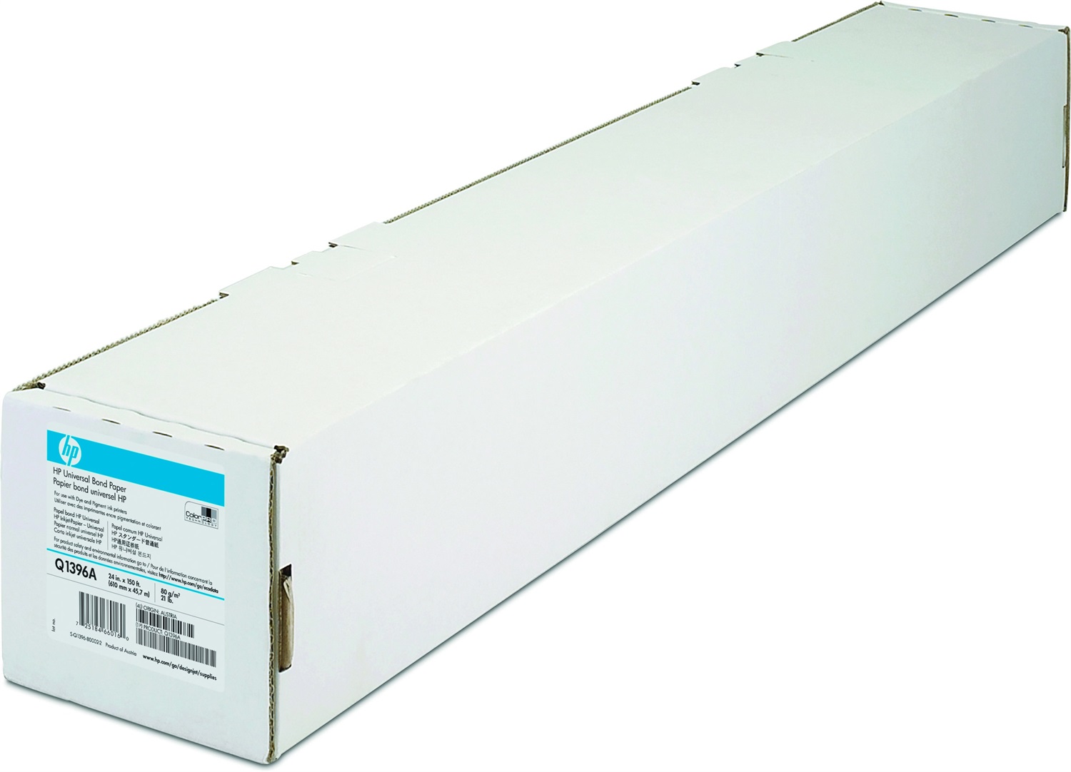 HP Universal Bond Paper - Rotolo 610 mm x 45.7 m (24 in x 150 ft) - Carta Inkjet Opaco, 80 g/m², Spessore 106 µm, Certificata FSC, Tecnologia ColorPRO