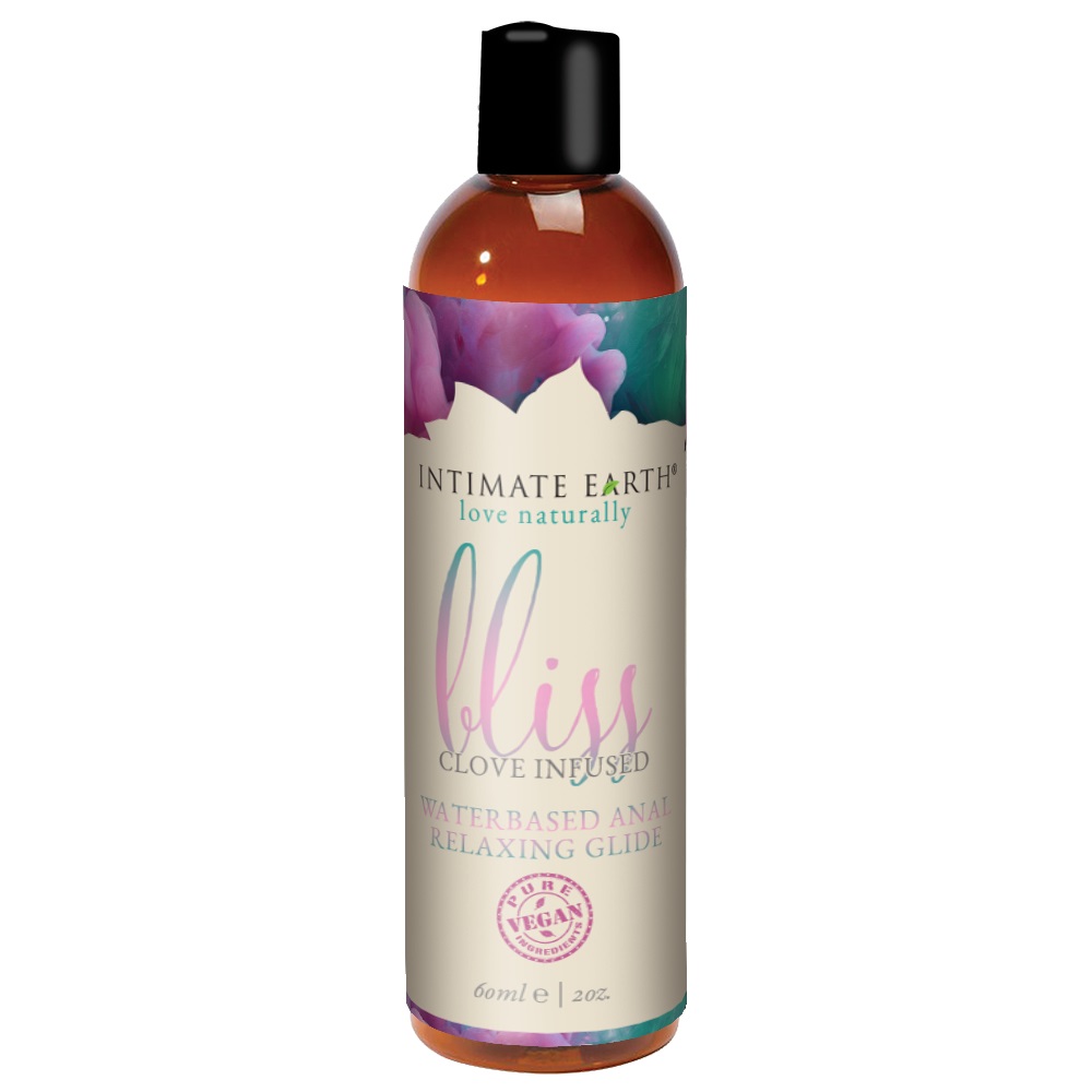Intimate Earth Bliss Anal Relaxing Glide 60 ml - Lubrificante a base d'acqua, formula super densa antigoccia, rilassa senza intorpidire, infuso con chiodi di garofano naturali