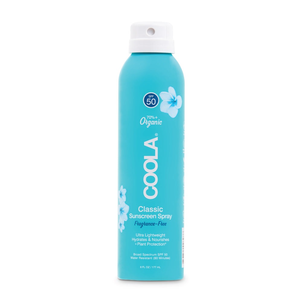 COOLA Classic Body Sunscreen Spray Fragrance-Free SPF 50 , 177 ml - Protezione solare per viso e corpo per adulti