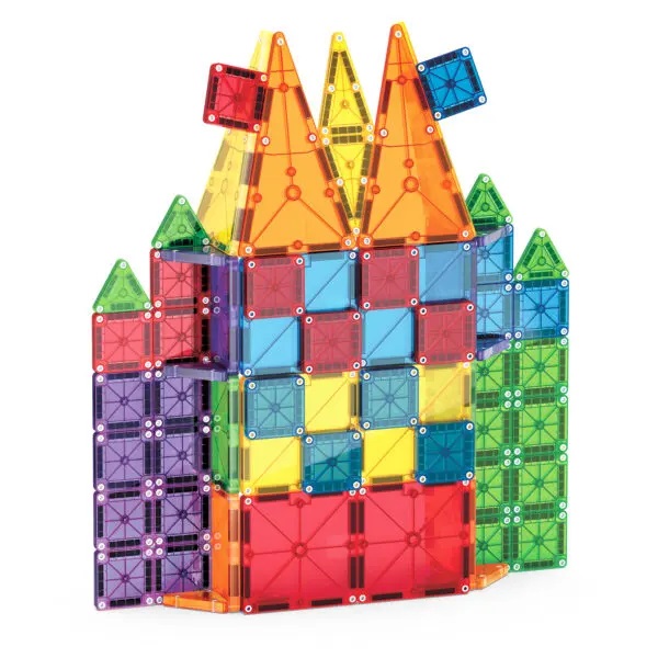 MAGNA-TILES Combo - Set di costruzione magnetica, 62 pezzi con triangoli e quadrati