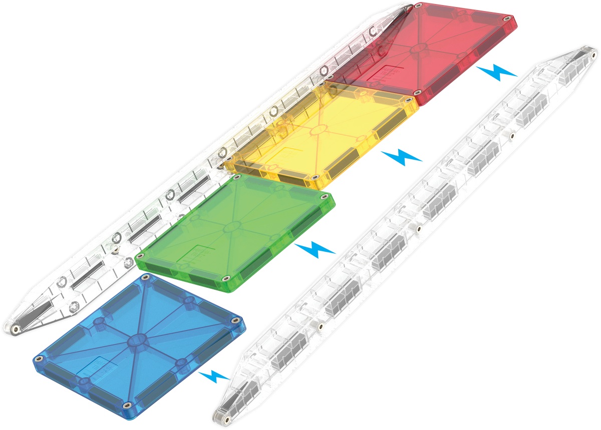 MAGNA-TILES® Rail Racers - Set di costruzione magnetica, 33 pezzi, con 4 binari in attesa di brevetto, per bambini dai 3 anni