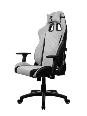 Arozzi Avanti Ash SoftFabric - Sedia da gioco per console, Grigio, con braccioli 3D regolabili e cuscino poggiatesta
