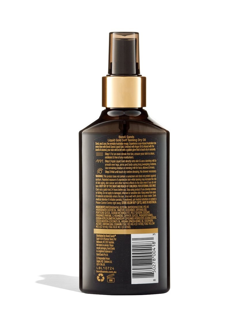 Bondi Sands Liquid Gold Olio Autoabbronzante 150 ml - Arricchito con Olio di Argan e Profumo di Cocco, Asciugatura Rapida