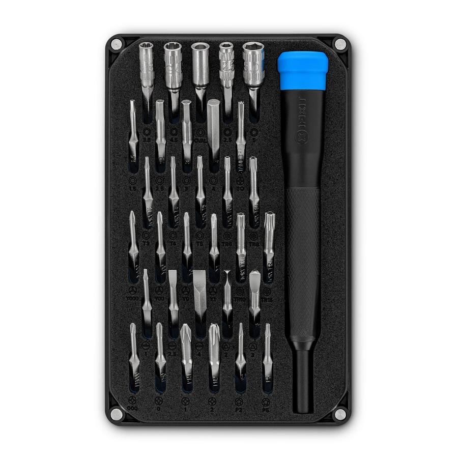 iFixit Moray Precision Bit Set - Set di punte e cacciavite di precisione con 32 punte (4 mm) per riparazioni di smartphone, tablet, console e portatili