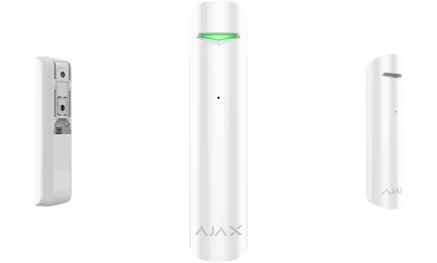 Ajax GlassProtect Rivelatore Wireless di Rottura Vetri Bianco - Distanza di Rilevamento fino a 9 metri