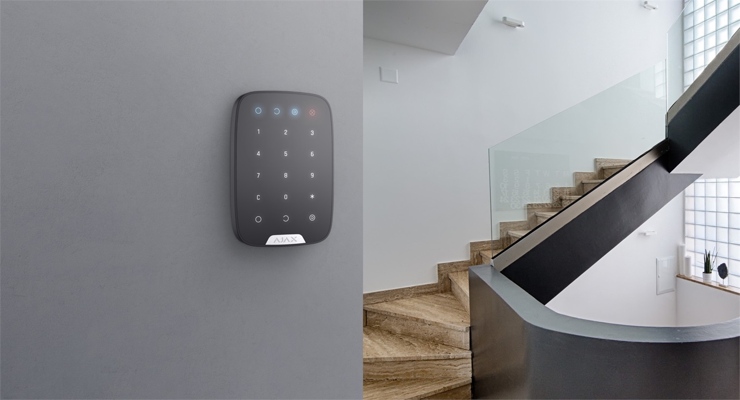 Ajax KeyPad Tastiera Touch Senza Fili Wireless Nera - Antifurto, Bidirezionale, Grado 2