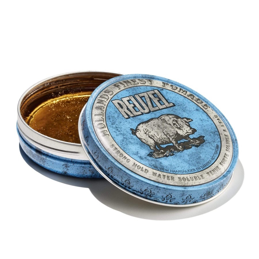 Reuzel Blue Pomade - Pomata per capelli idrosolubile con tenuta forte e fragranza di vaniglia e mandorle, 35 g