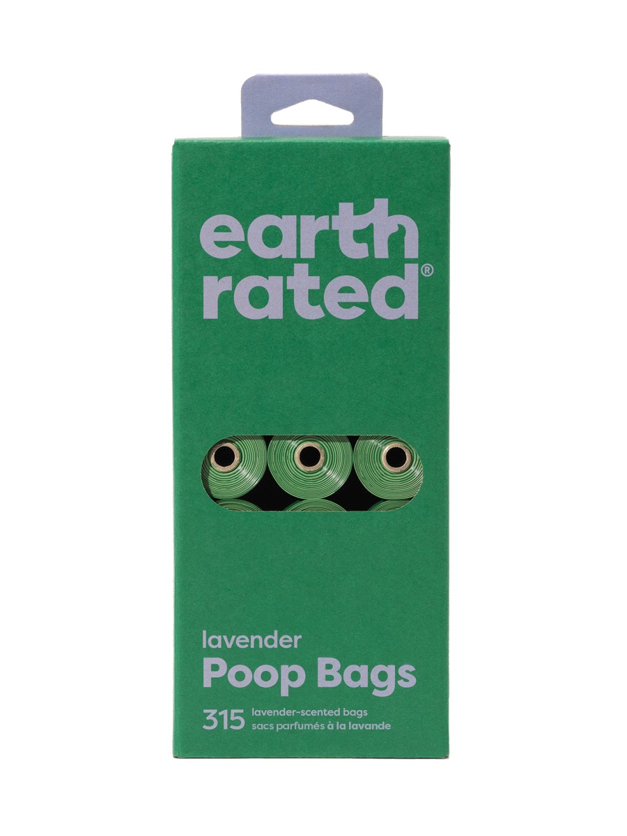 Earth Rated Sacchetti Igienici per Cani Extra Resistenti e Profumati alla Lavanda - 315 Pezzi, 21 Rotoli, 23 x 33 cm