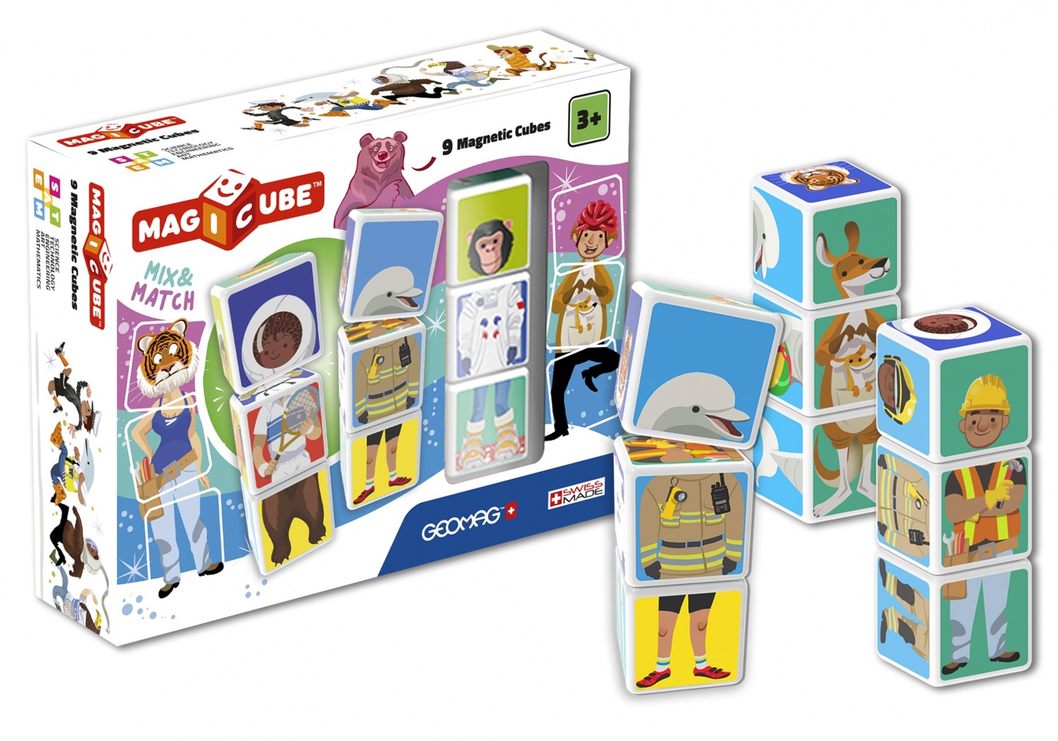 Geomag Magicube 124 - Gioco di Costruzione Magnetica con 9 Cubi per Bambini da 1 Anno