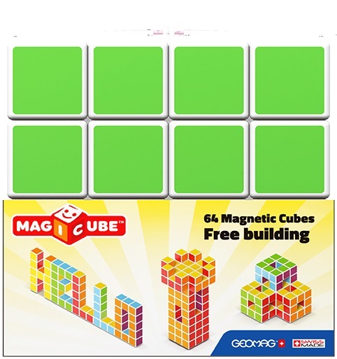 Geomag Magicube - Cubi Magnetici Multicolore per Bambini - Confezione da 64 Pezzi