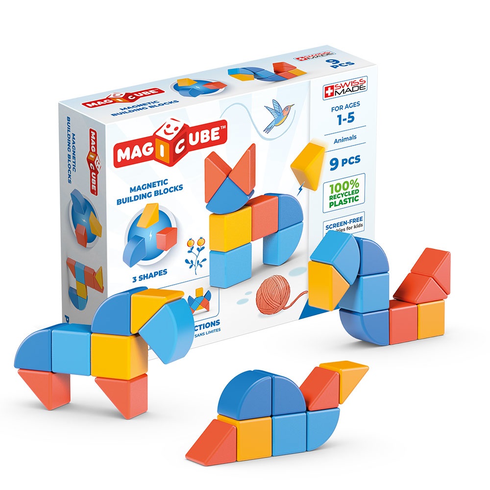 Geomag 208 Magicube Animali - Set di Costruzione Magnetico con 9 Pezzi