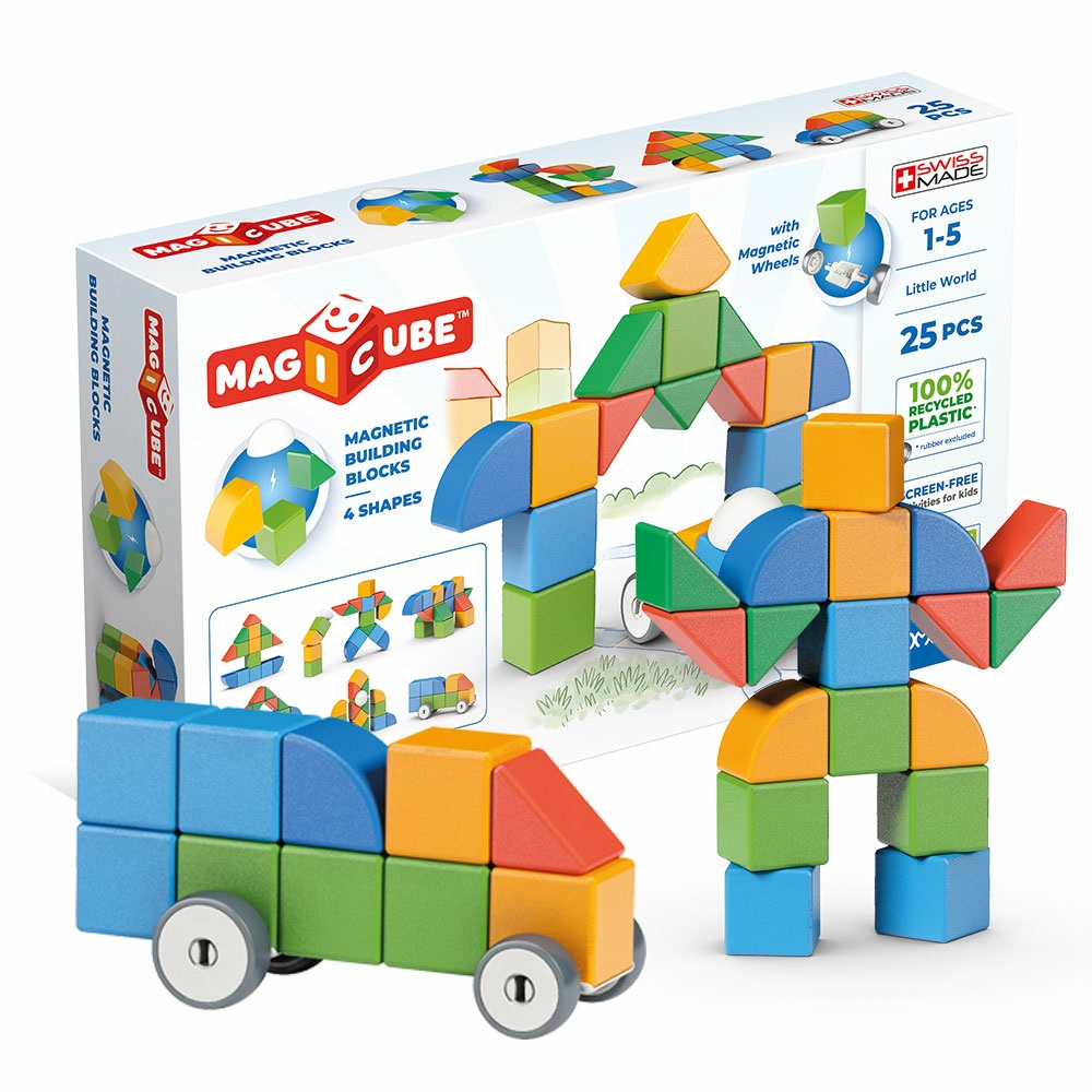 Geomag Magicube Shapes Little World - Kit di costruzione magnetico 25 pezzi per lo sviluppo creativo dei bambini