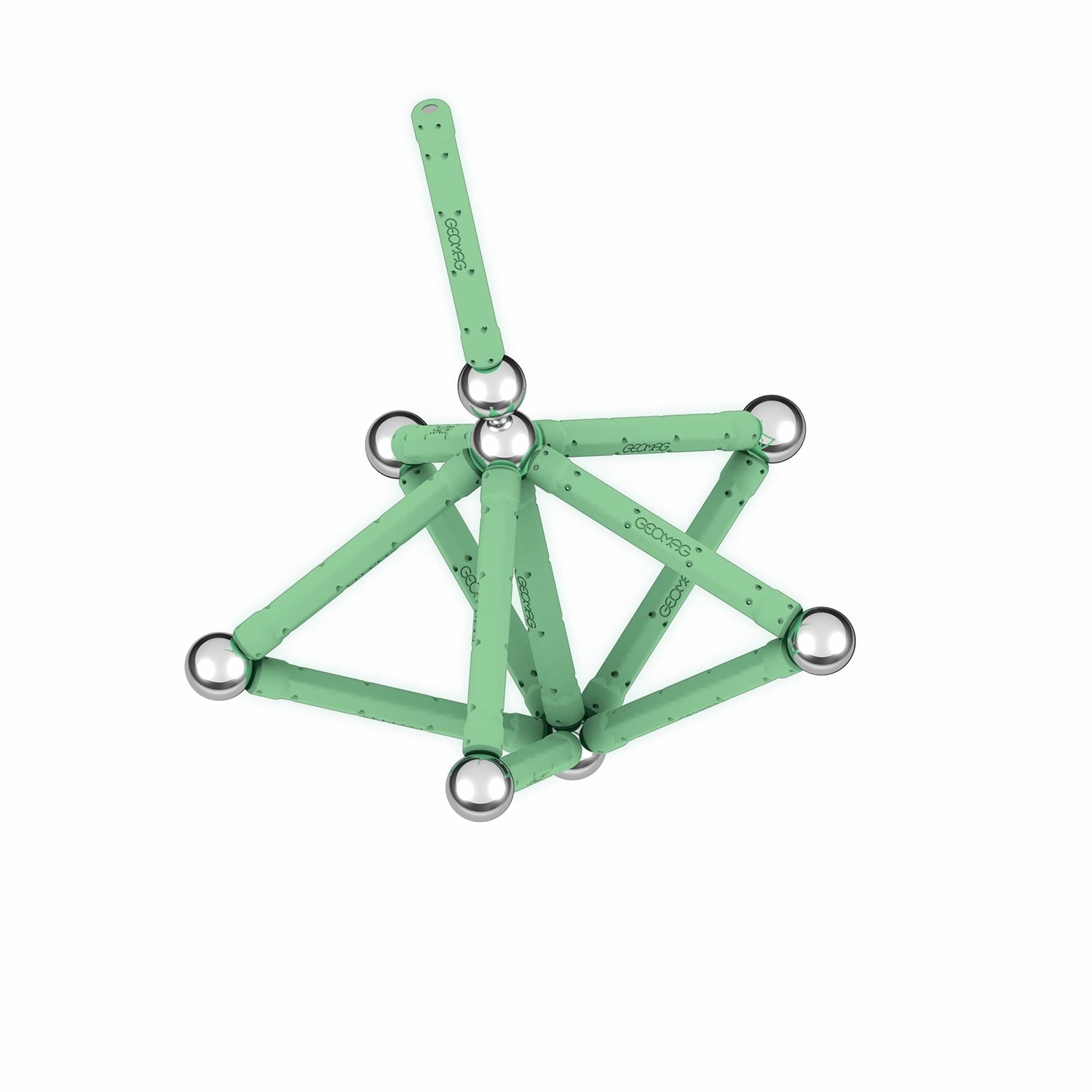 Geomag 328 Glow Recycled - Giocattolo da costruzione con 25 pezzi in materiale riciclato e bacchette magnetiche che brillano