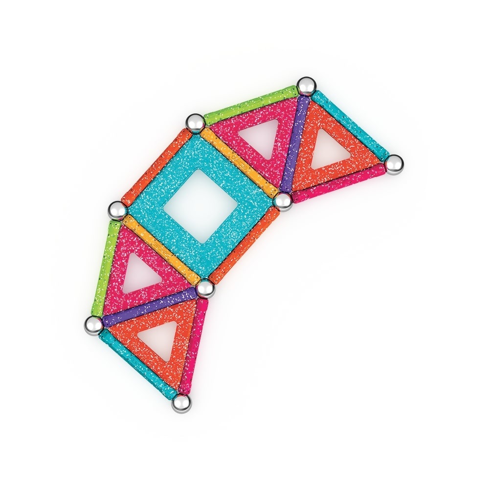 Geomag Glitter Panels Recycled - Costruzioni Magnetiche Scintillanti e Colorate, 35 Pezzi in Plastica 100% Riciclata