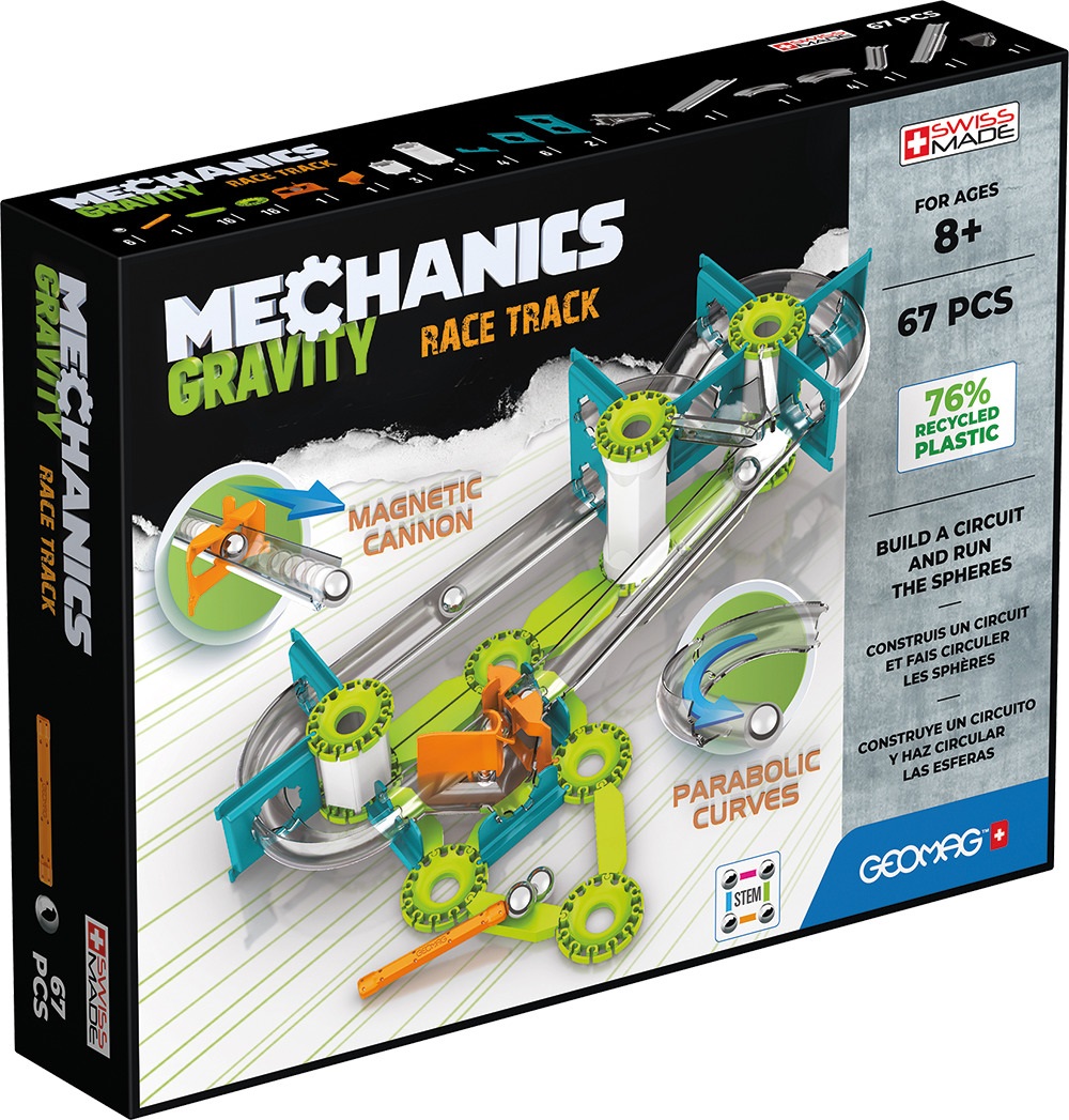 Geomag Mechanics Gravity Race Track - Gioco Educativo e Creativo per Bambini - Pista da Corsa Magnetica con 67 Pezzi