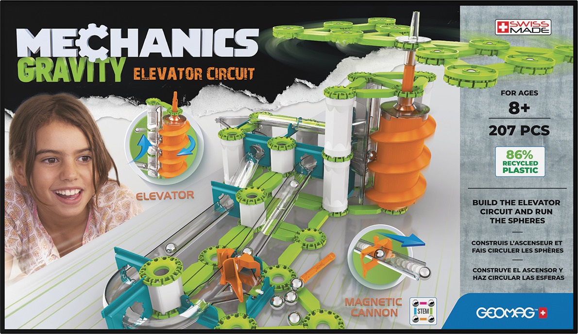 Geomag Mechanics Gravity Elevator Circuit - Set di Costruzioni Magnetiche da 207 Pezzi per Bambini con Ascensore a Gravità