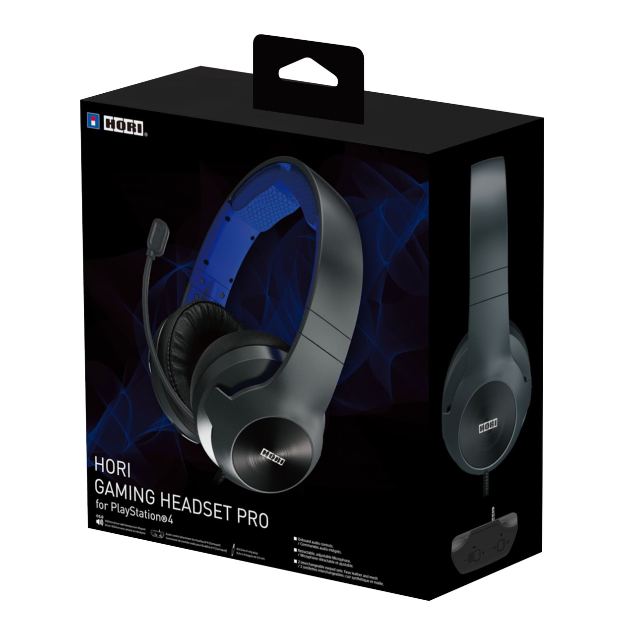 Hori Cuffie Gaming Headset Pro - PlayStation 4, Nero e Blu, Controlli Audio Integrati, Microfono Retrattile