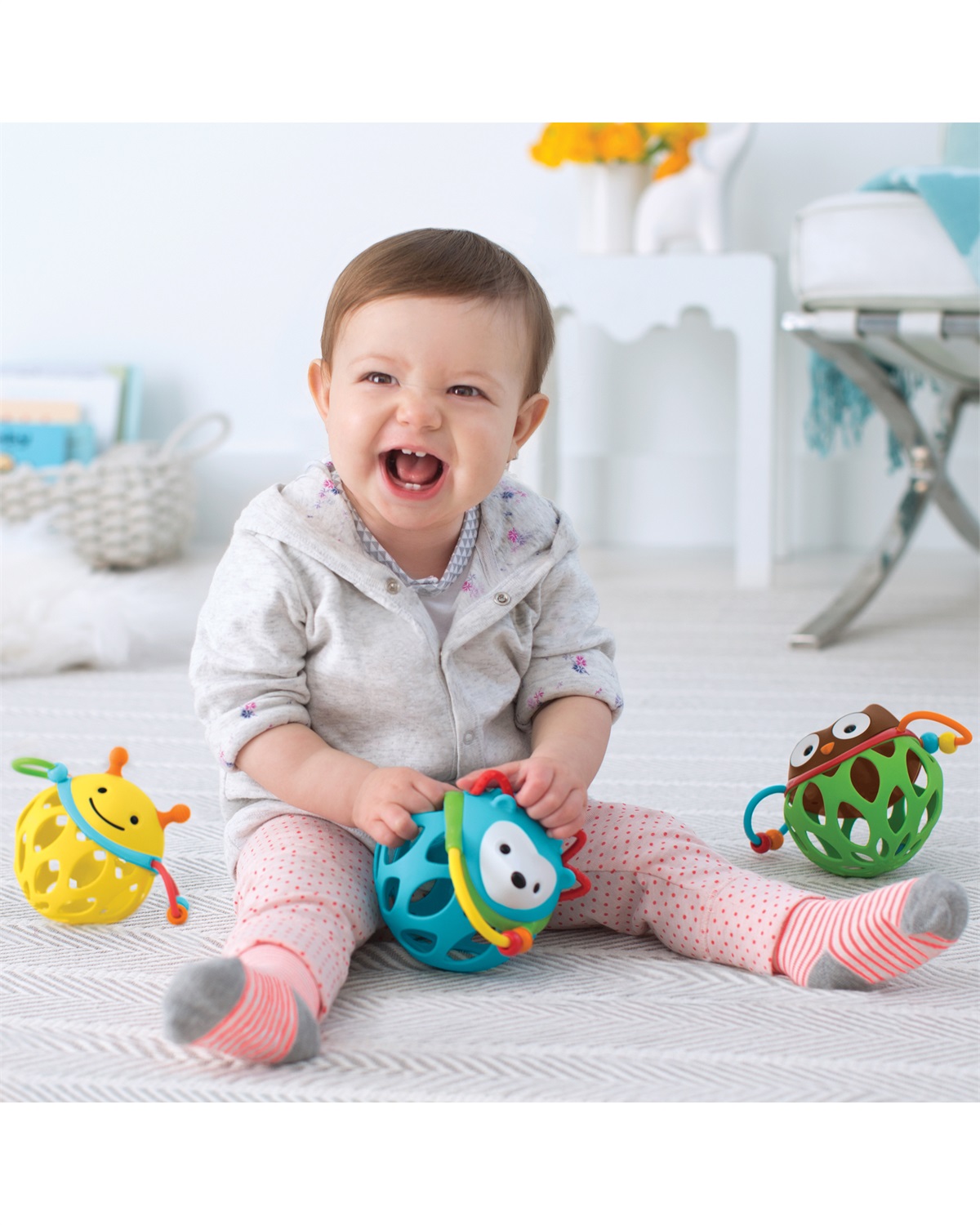 Skip Hop Explore & More Roll-Around Rattles - Sonaglio per Bambini con Massaggiagengive, Facile da Afferrare e Colorato